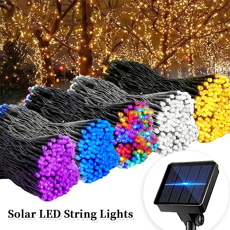 Solar Powered LED String Lights - 8 Modes, Waterproof Outdoor Decorative Lighting for Garden, Patio, and Events