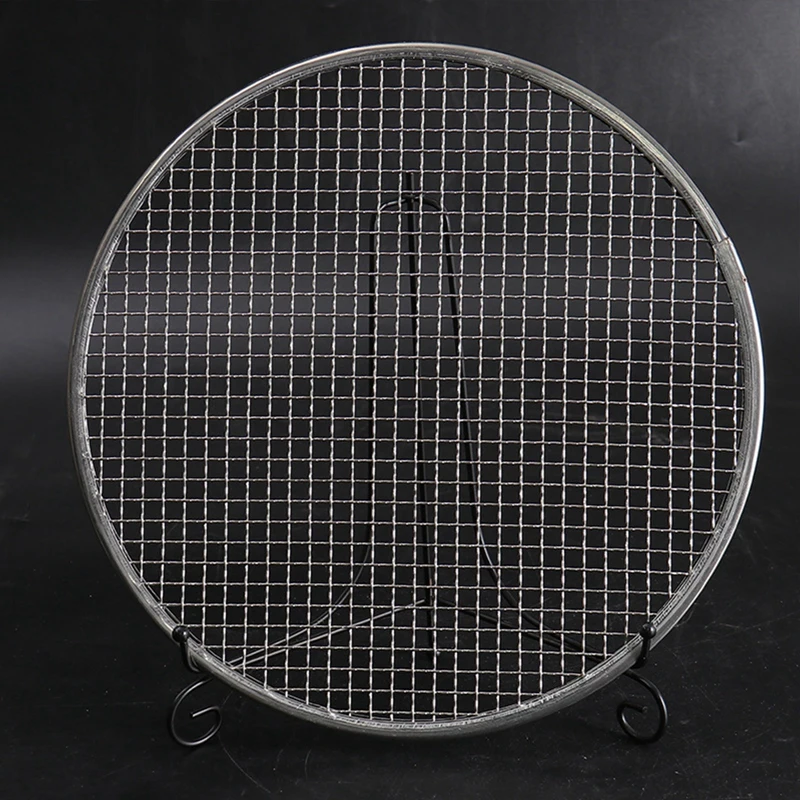 BBQ Net Stainless Steel Camping Grill Grate Mesh Pads Square Round Grilling Net Fire Cooking Outdoor Travel Picnic Firewood Rack