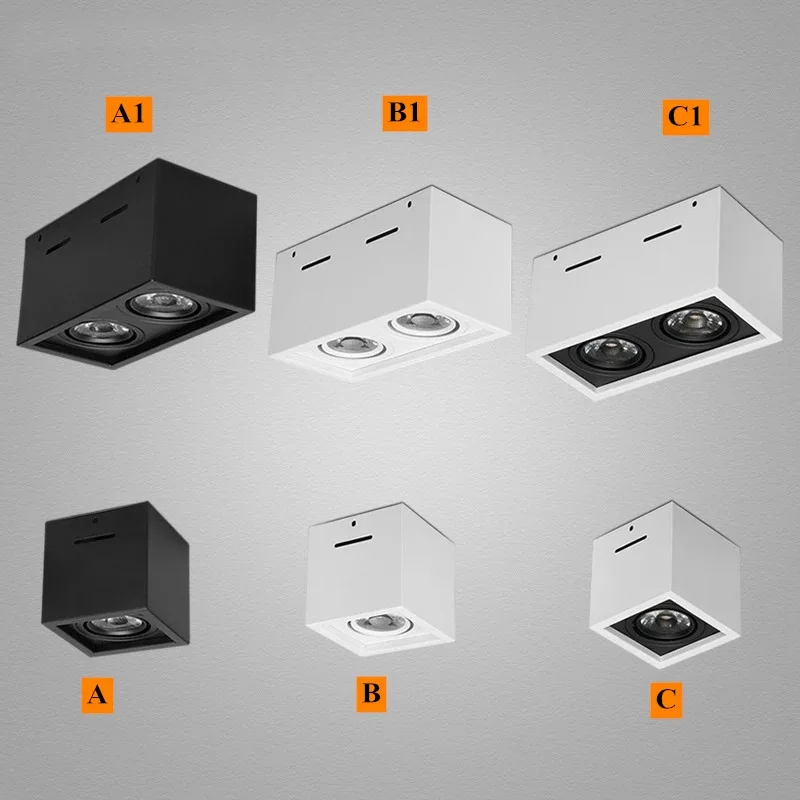 표면 장착 조정 LED COB 밝기 조절 다운라이트 ac85-265V, 10W 20W LED 천장 램프 스팟, 화이트 블랙, 고품질, 1 개