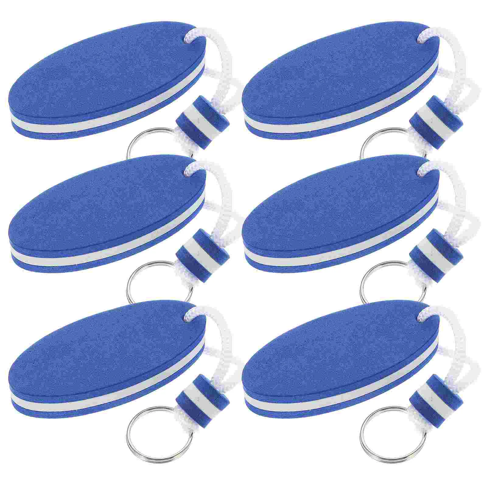 6 Pcs Surfboard Oval Keychain Eva Pendant Floating Water Foam Sponge Buckle Buoy Ring Keychains Decors Portable Colored