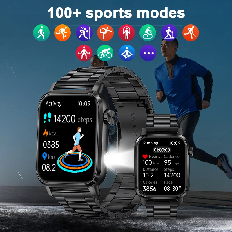 LIGE New 1.85 inch 3D Dynamic Screen Smart Watch Men Bluetooth Call AI Voice Bracelet Waterproof Sport Health Monitor Smartwatch 6