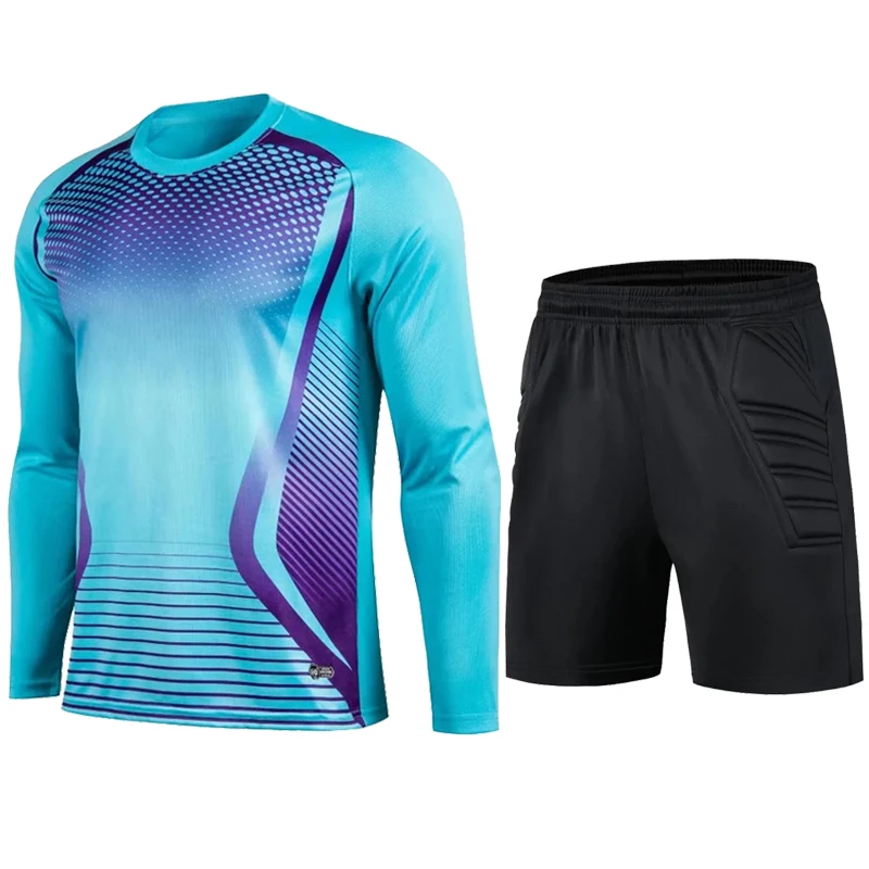 Men Padded Goalkeeper Soccer Jersey And Shorts Youth Goalie Apparel Shirt And Pants Women Adult Uniform Keeper Kit