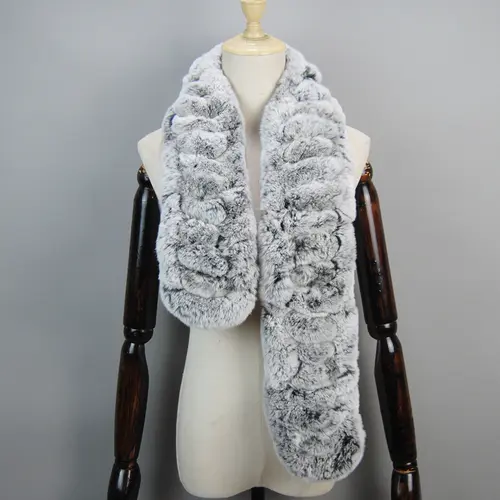 2026 New Arrivals Women Real Rex Rabbit Fur Scarf Lady Fashion Knitted Warm Soft Winter 100% Natural Real Rex Rabbit Fur Muffler - Image 5