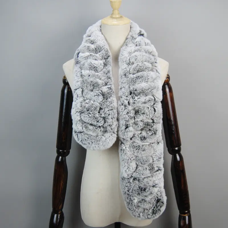 2026 New Arrivals Women Real Rex Rabbit Fur Scarf Lady Fashion Knitted Warm Soft Winter 100% Natural Real Rex Rabbit Fur Muffler - Image 5