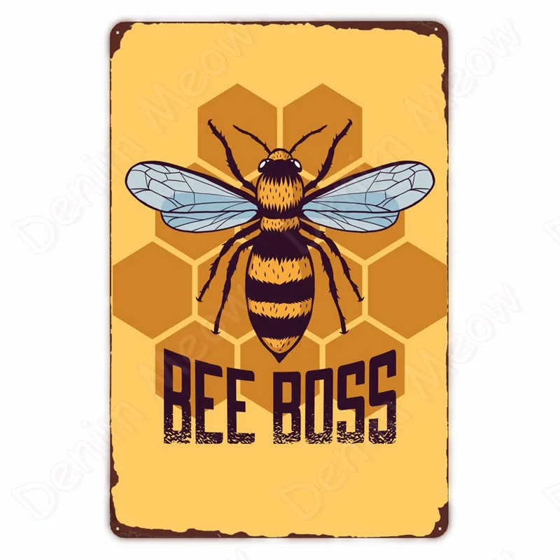 Funny Retro Vintage Style Metal Sign Poster of Bees Home Outdoor Wall Decoration BeeKeepers