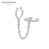 YUXINTOME 1 PC 925 en argent Sterling aiguille d'oreille coloré Zircon chaîne gland boucles d'oreilles pour les femmes deux trous boucle d'oreille bijoux A45