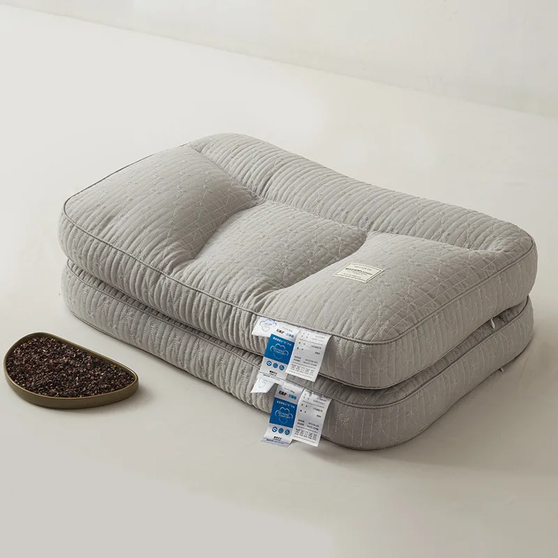 【 Pure Buckwheat Shell Wheat Partition Neck Pillow 】 Natural Herbal Whole Buckwheat Shell Pillow Core Adult Inverted Bow Cervica 3