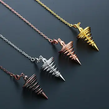 Metal Pendulum Pendulo Radiestesia Pendulums for Dowsing Spiral Cone Antique Gold Silver Color Pyramid Pendule Reiki