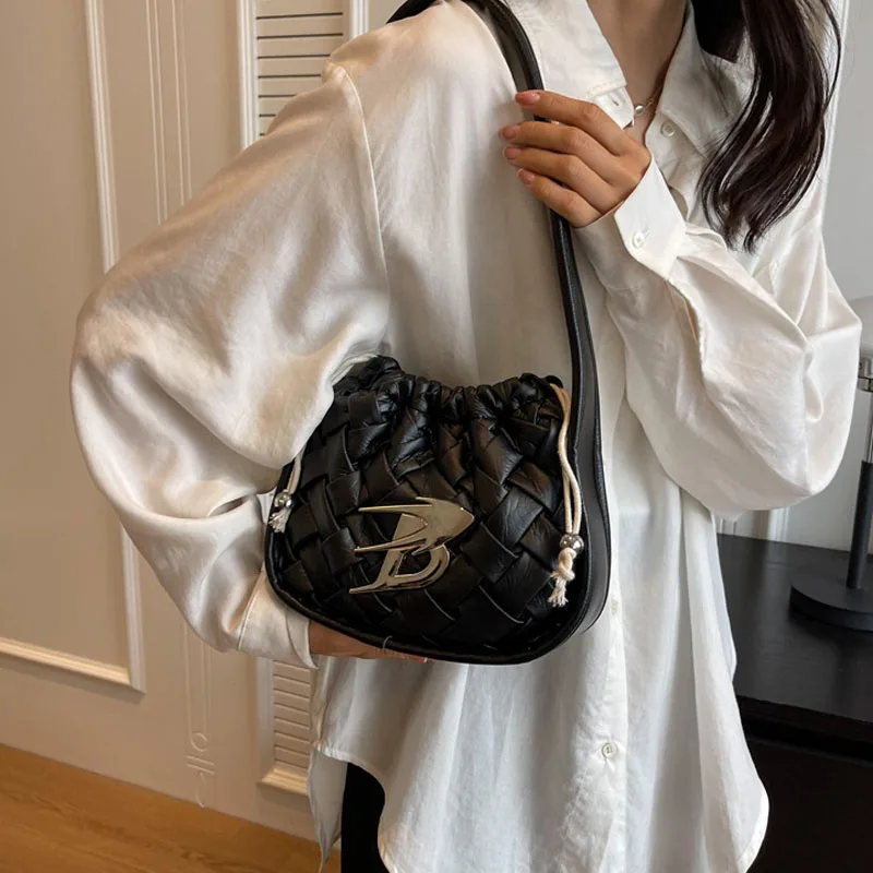 woven leather bag with shoulder strap 2023 Trend Fashion Luxury Designer Handbag High Quality Shoulder Tote Bag For Women