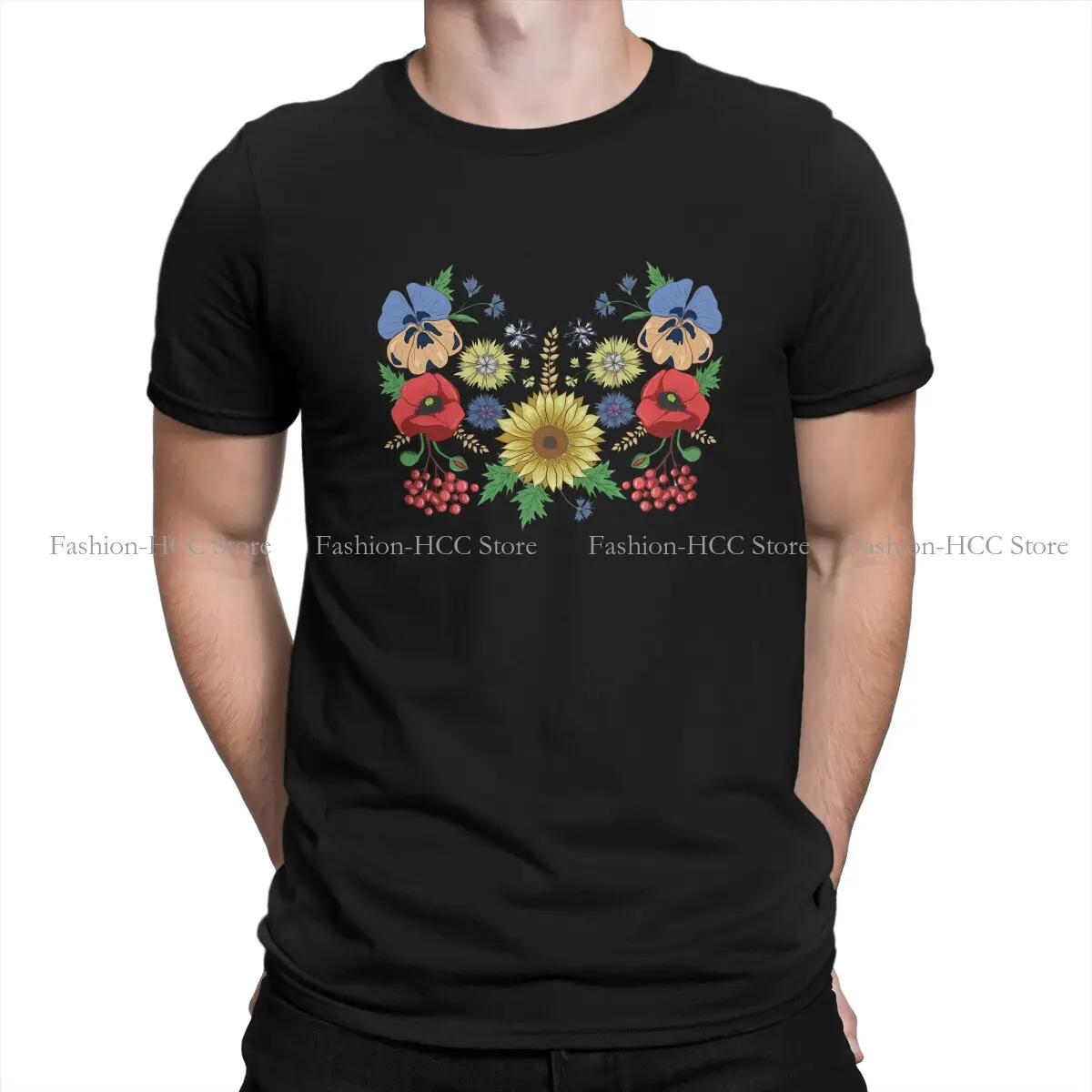 Ucraino Vyshyvanka Ornamento Magliette In Poliestere Poppies Di Girasole Distintivo Homme T Shirt Funny Tops