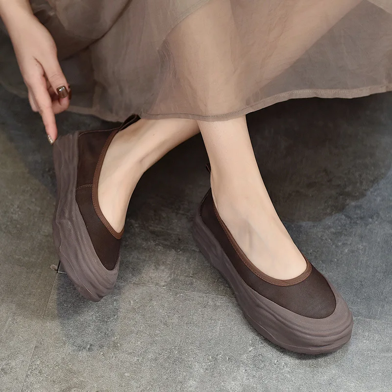 

Туфли женские из натуральной кожи, без застежки, в стиле ретро