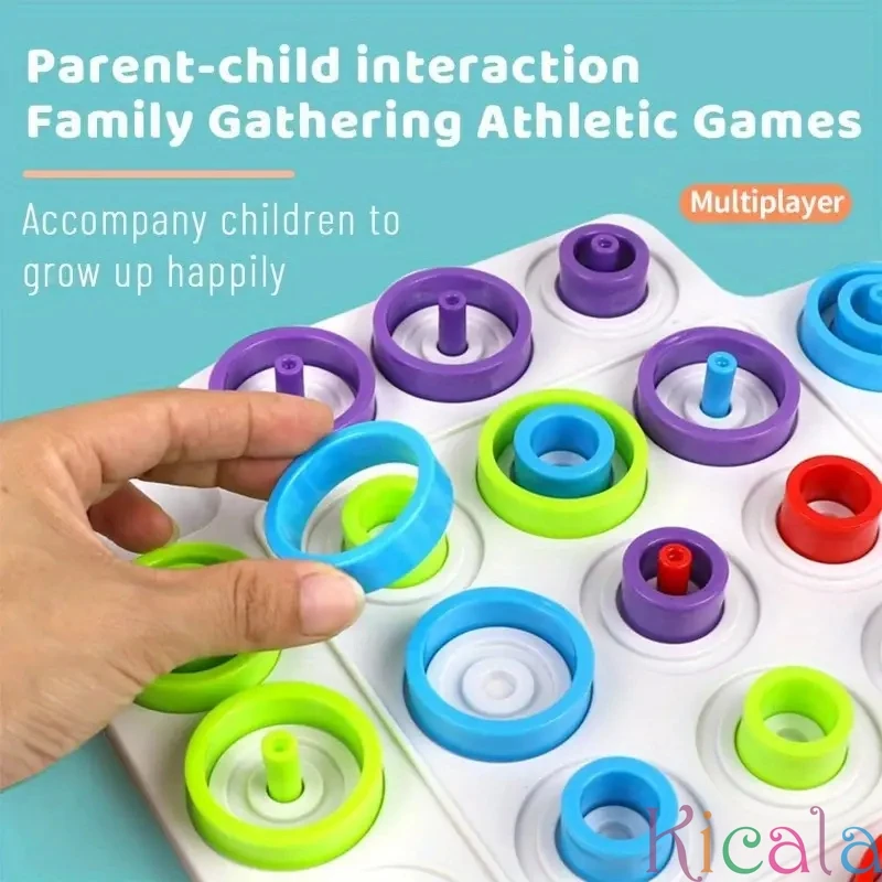 Board Game Early Childhood Teaching Tic-tac-toe Fun Loop Game Color Cognitive Interactive Puzzles Board Ferrule Chess Toy