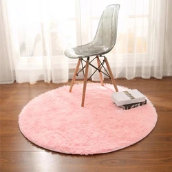 Vibrant and Cozy Fluffy Round Rug - 60x60cm (Pink)