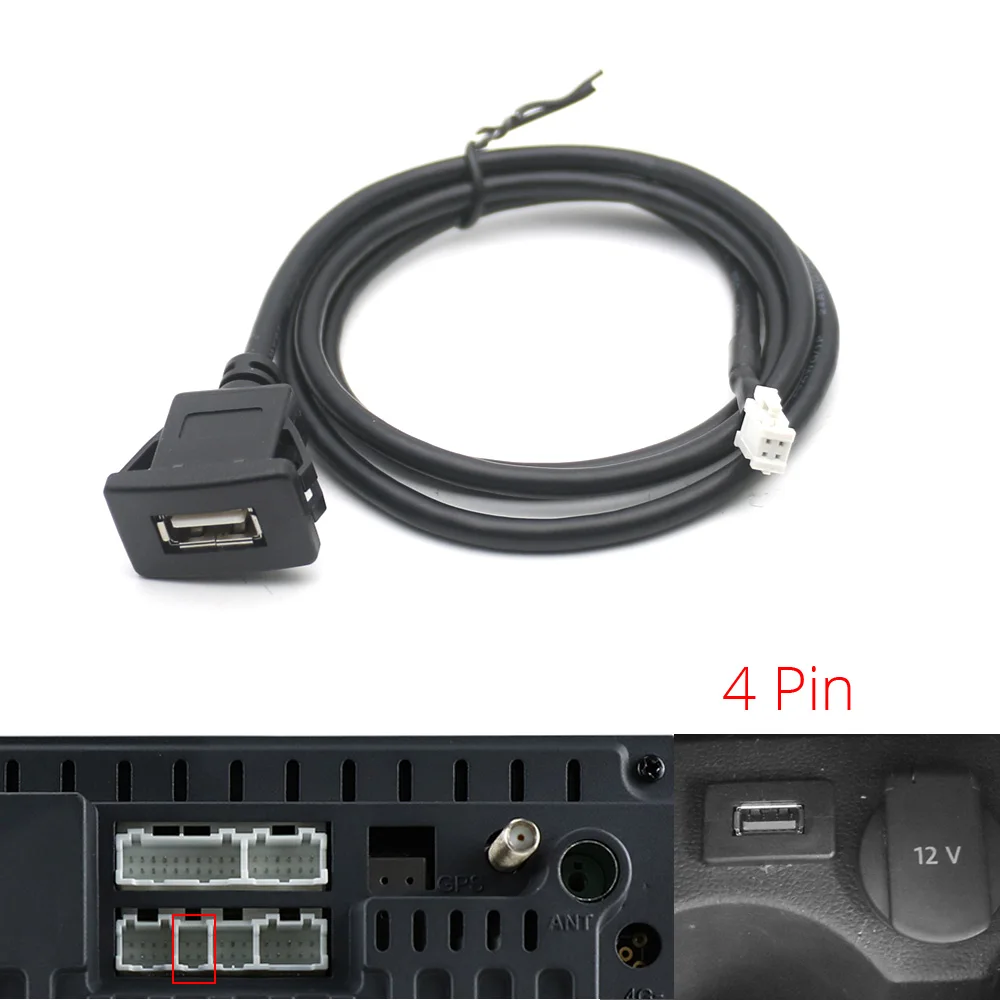 Universal Car 4 6 Pin Dual Usb Input Wire Connect Interface Cable