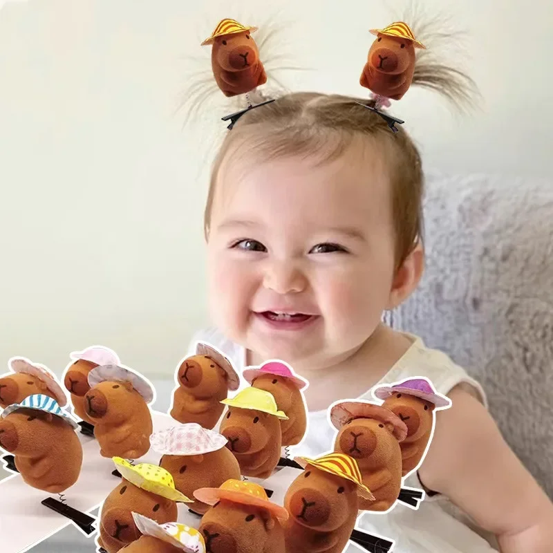 10-100PCS Kawaii Bow Tie Little 3D Capybara Hairpin Spring Clip Duckbill Clip Bangs Clips Side Clips Headwear Hair Accessories 2