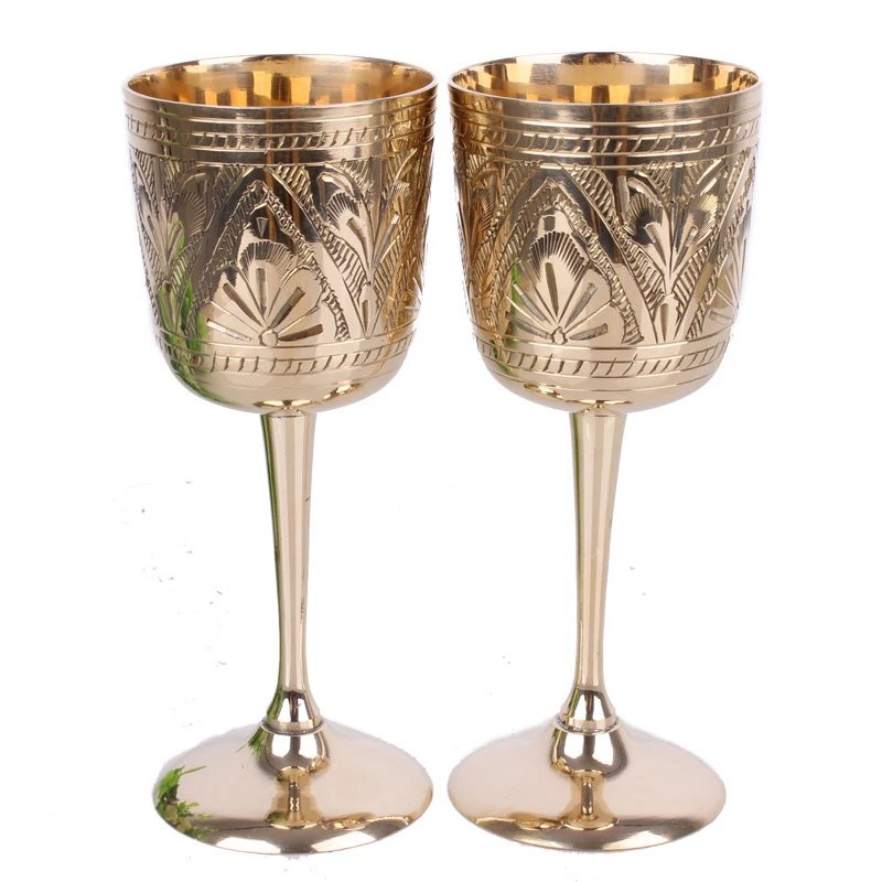 drinking glass 1Pcs 80/180ml/200ml Pure Brass Wine Glass Classical Wine Cup Handmade Small Goblet