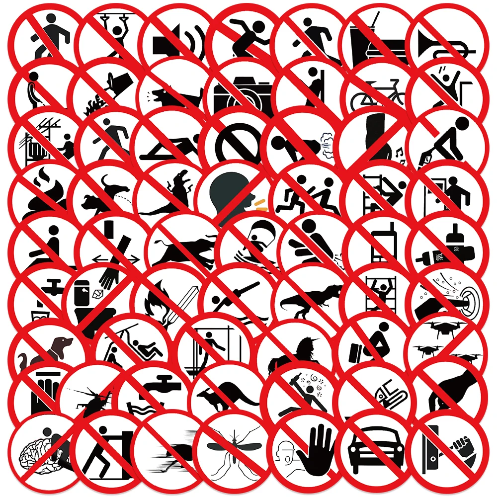 Fun Warning Stickers 62 Pieces Luggage Notebooks Guitars Skateboards Waterproof PVC Graffiti Stickers