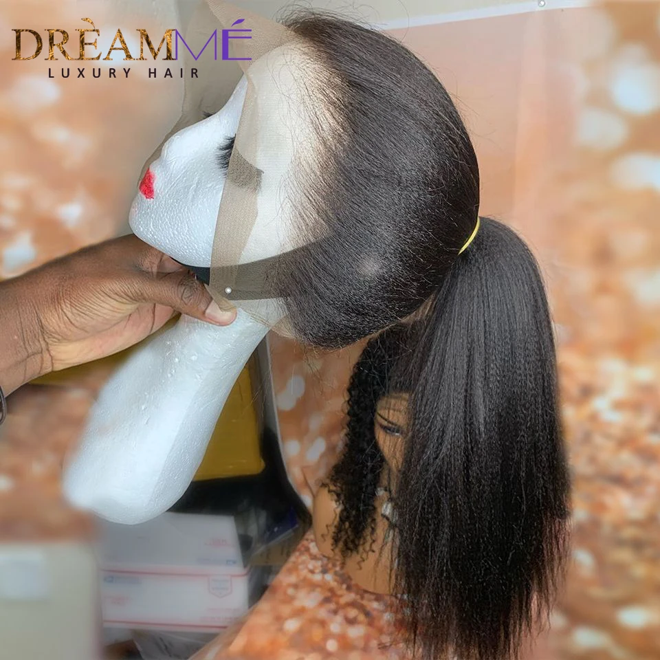 30 Inches 13x6 Lace Front Wig Yaki Straight Human Hair Wig Pre Plucked Remy Brazilian 360 Full Lace Wigs Human Hair Wigs