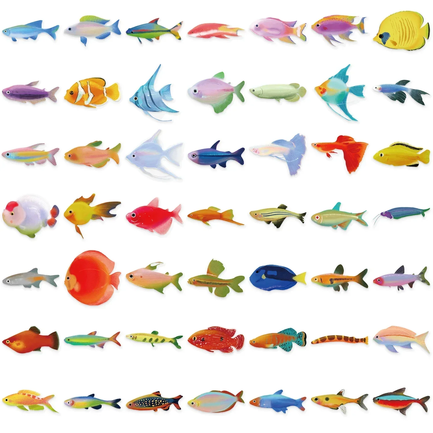 Autocollants poissons et créatures marines 50 pièces - Décoration boîte à pêche et équipements