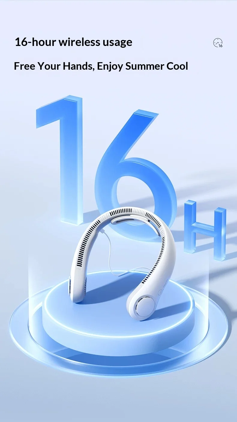 JisuLife NeckFan Life4 넥팬 16시간 무선 배터리 수명 넥팬 소형 팬 5단 속도 풍량 감소 소음 감소