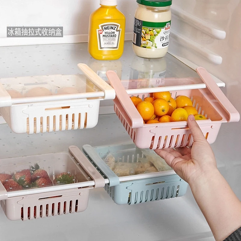 1Pcs Refrigerator Plastic Storage Basket Drawer Storage Basket Kitchen Drain Debris