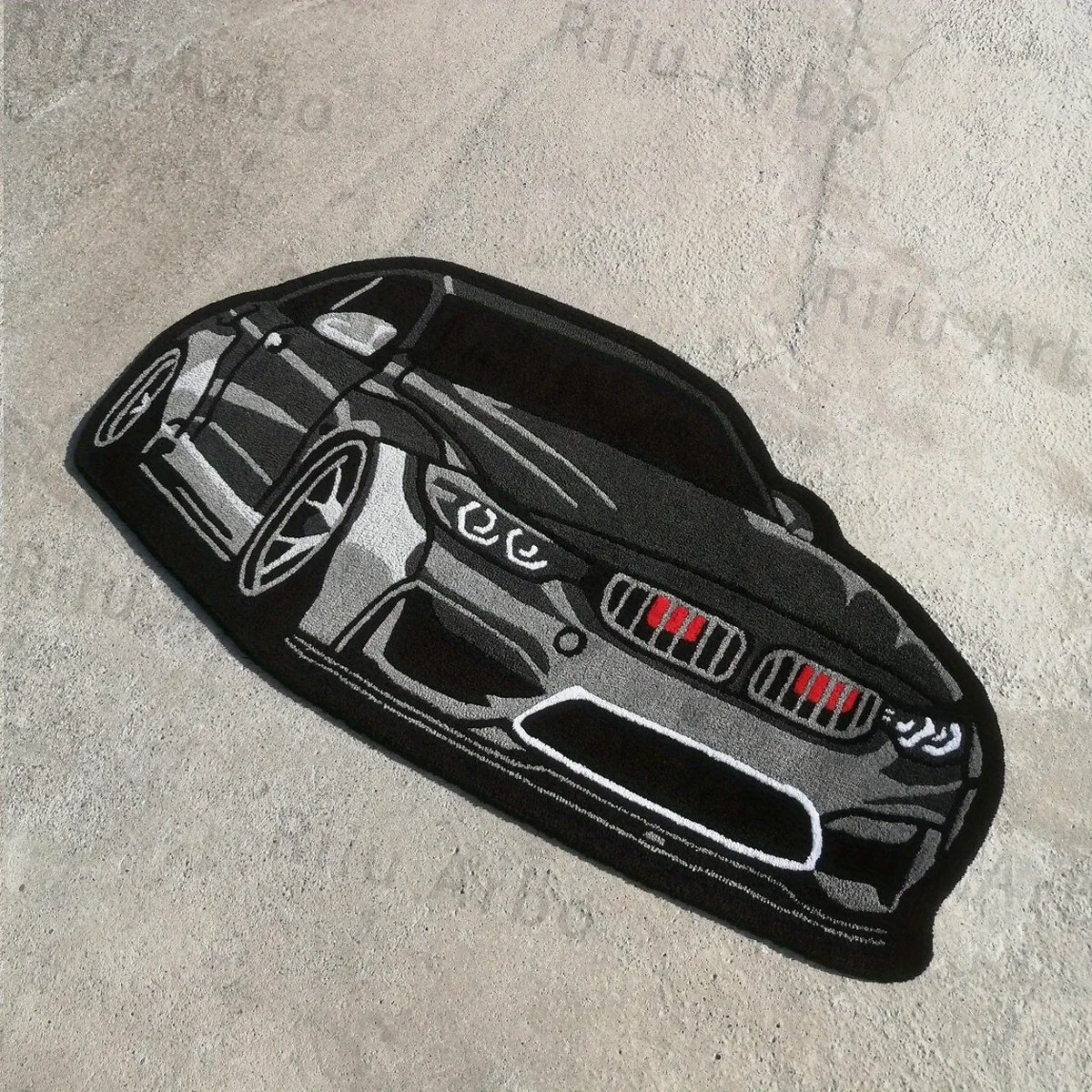 VIKAMA Alfombra de suelo de coche retro de moda: cojín de tela similar a la lana para habitación de deportes electrónicos, alfombra junto a la cama, almohadilla antideslizante, decoración del hogar