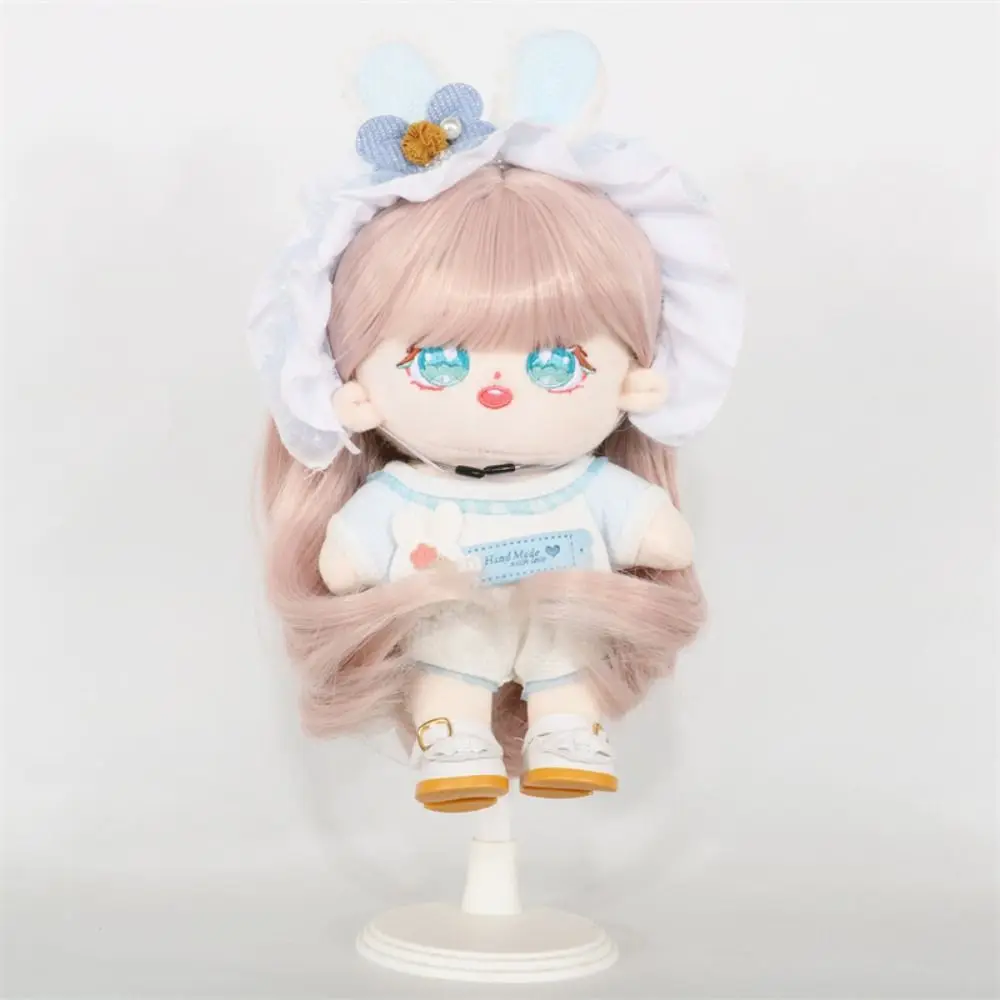 Gradient Color 20cm Cotton Wig Sweet Colorful Long Curly Hair Wig Handcraft Pink 20cm Cotton Hair Humanoid