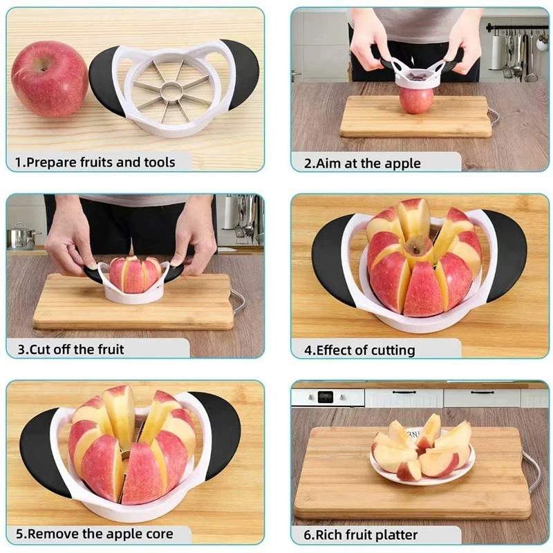 Professional Apple Slicer Easy Cutter Stainless Steel Apple Corer Vegetable Fruit Divider Tool With Rubber Handle Kitchen Gadget
