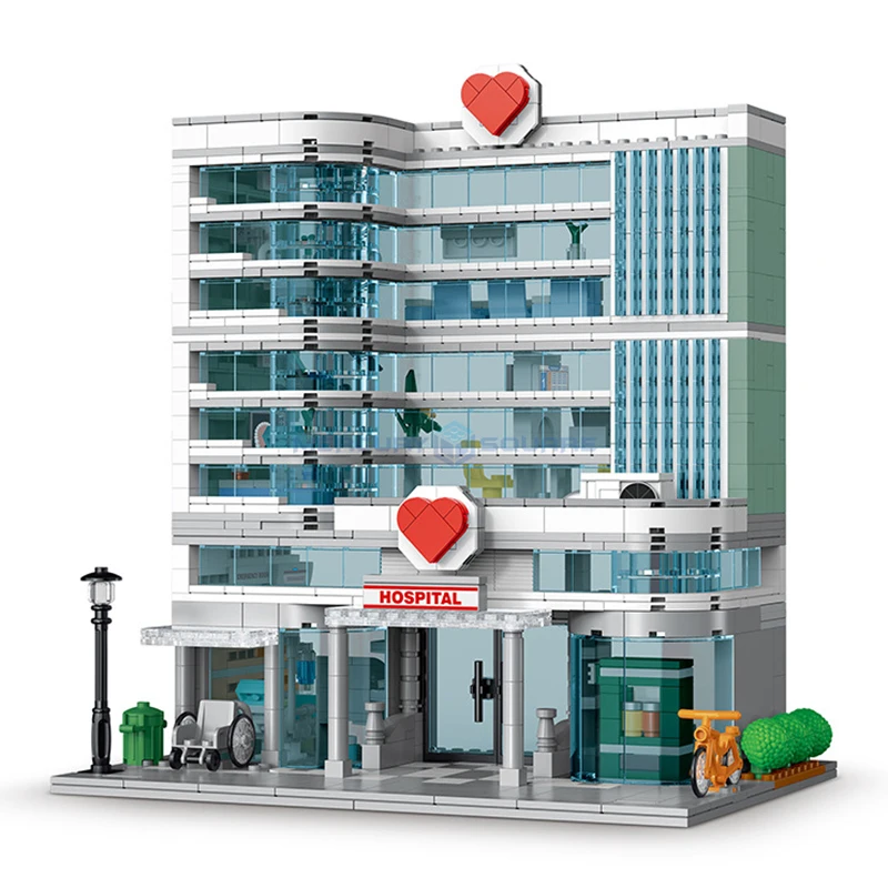 

City Hospital Modular Building Bricks MOC 20121 Modern Infrastructure Architecture Model Blocks DIY Toy Gift Children Boys Girls