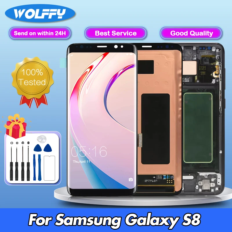 

5.8‘’ Original For Samsung Galaxy S8 LCD Display Screen For G950FG 950FD G950U G950A Touch Screen Digitizer Assembly Replacement