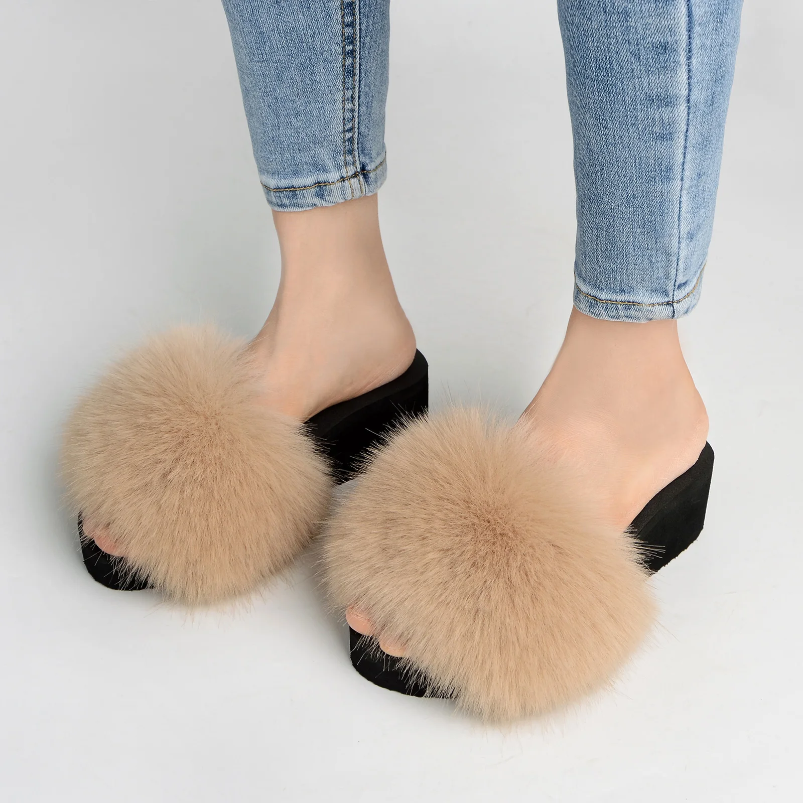 Faux Fur New Look Fluffy Heels New Style Women'S Furry Fur