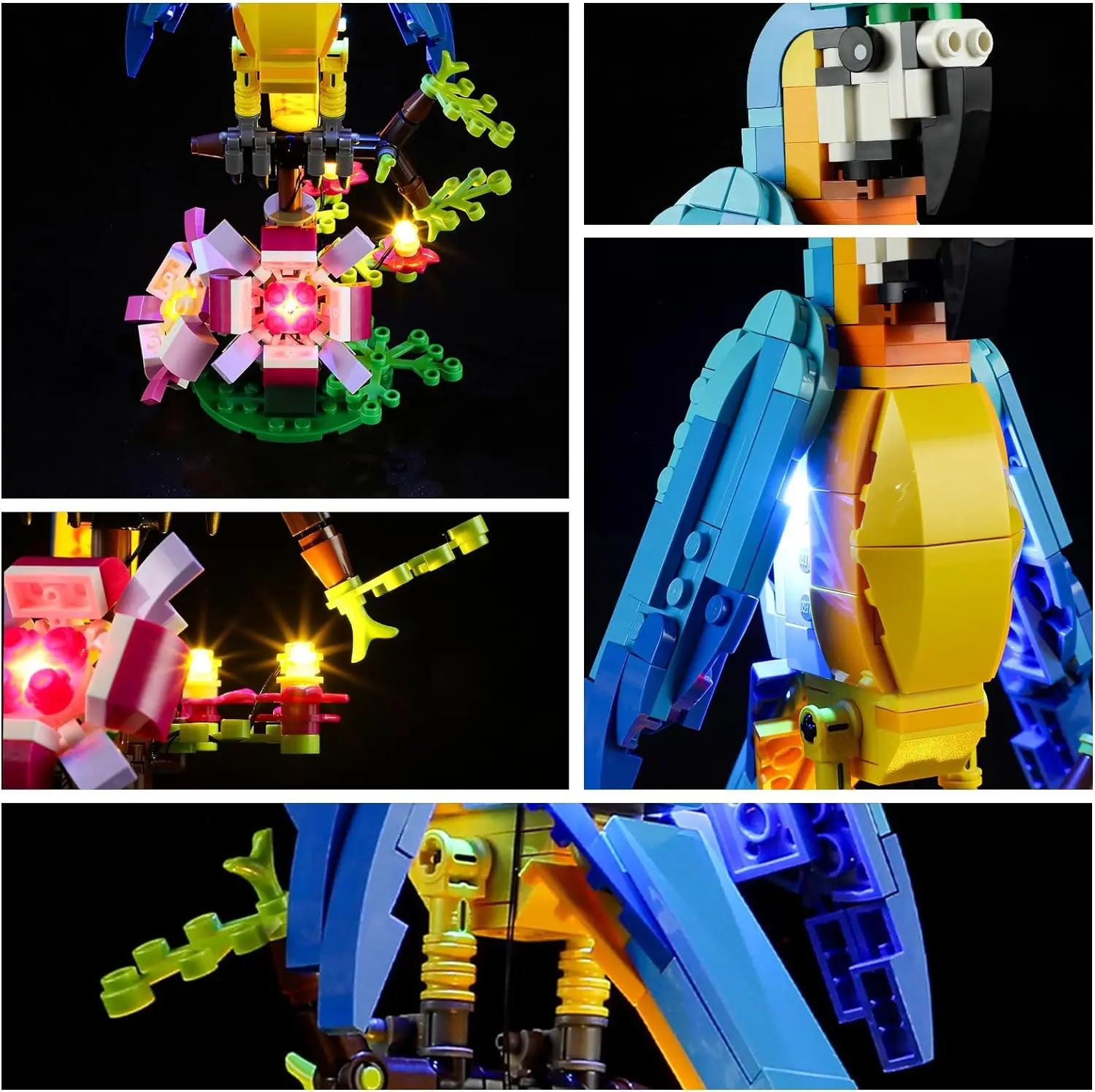 Hprosper 31136 크리에이터용 LED 조명, 배터리 박스 포함, 이국적인 앵무새 장식 램프, 레고 빌딩 블록 미포함, 3 in 1, 5V