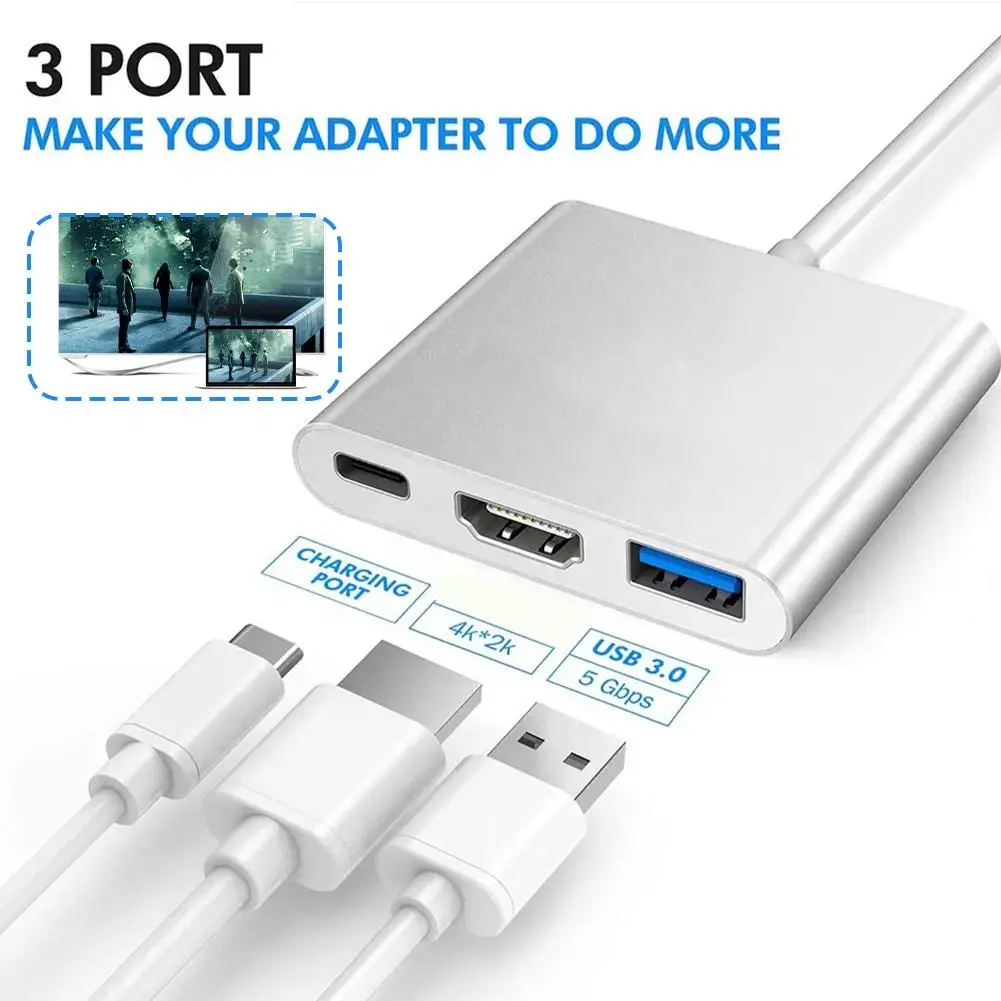 CŸ  USB C-HDMI ̺  й USB-C, 4K HDMI USB 3.0 PD   Ʈ , ƺ  Q0D4 , 3  1