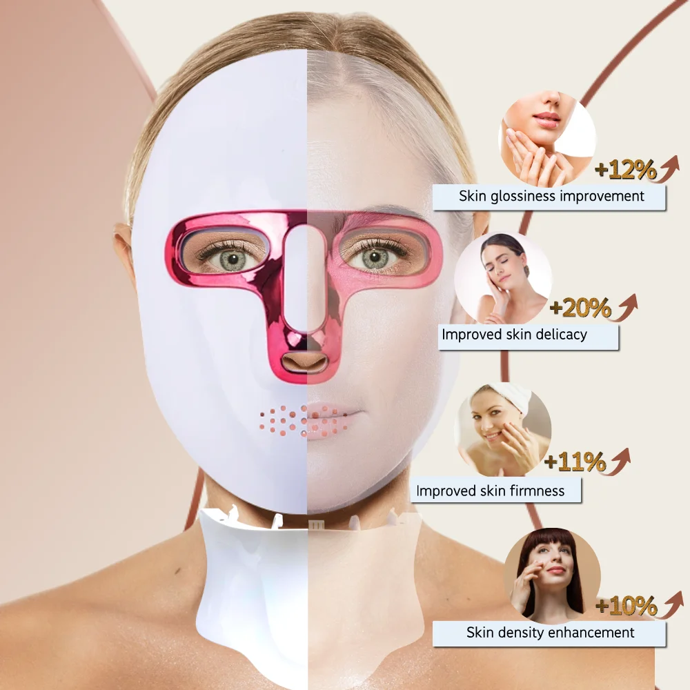7 Colors LED Face Mask Red Light Therapy Mask Wireless with USB Rechargeable for Skin Tightening Wrinkle Reduction Beauty Device