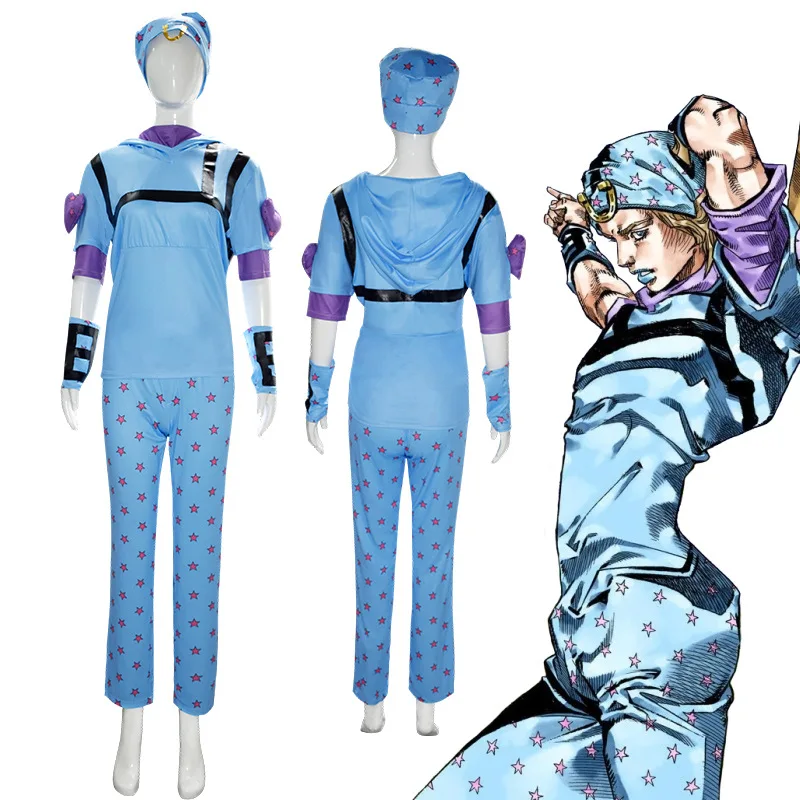 

Johnny Joestar Cosplay Costume JoJo's Bizarre Adventure Cosplay Costume Anime STEEL BALL RUN Uniform Hat Suit Halloween Adult