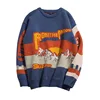 Spring and Autumn Fashion Casual Loose Men's Sweater Color Block Letter Printing Harajuku Pullover Couple Street Ropa De Hombre 3