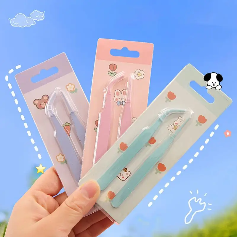 Stainless Steel Tweezers Scrapbook Sticker Tape Picking Straight Head Elbow Tweezers DIY Junk Journal Album Crafts Supplies