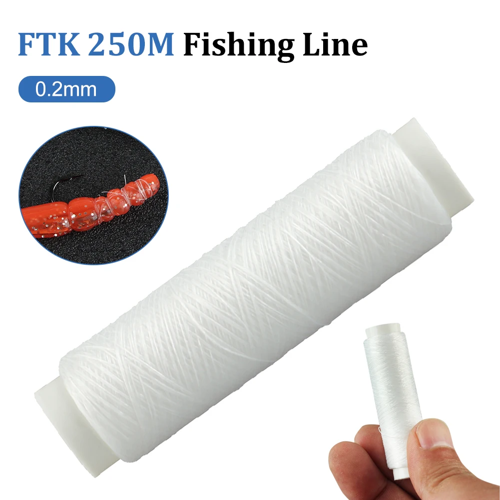 

FTK Elastic Nylon Bait Fishing Line Thread Sea Fishing Tying Material 0.2mm 250m Per Spool Stretchy Invisible Sea Fishing Line