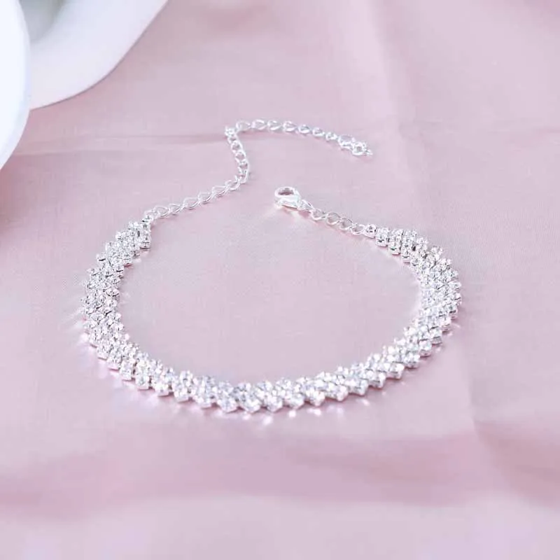 Ankle chains fashion accessories 1PC women simple premium copper inlaid water diamond love foot chain bracelet wedding party