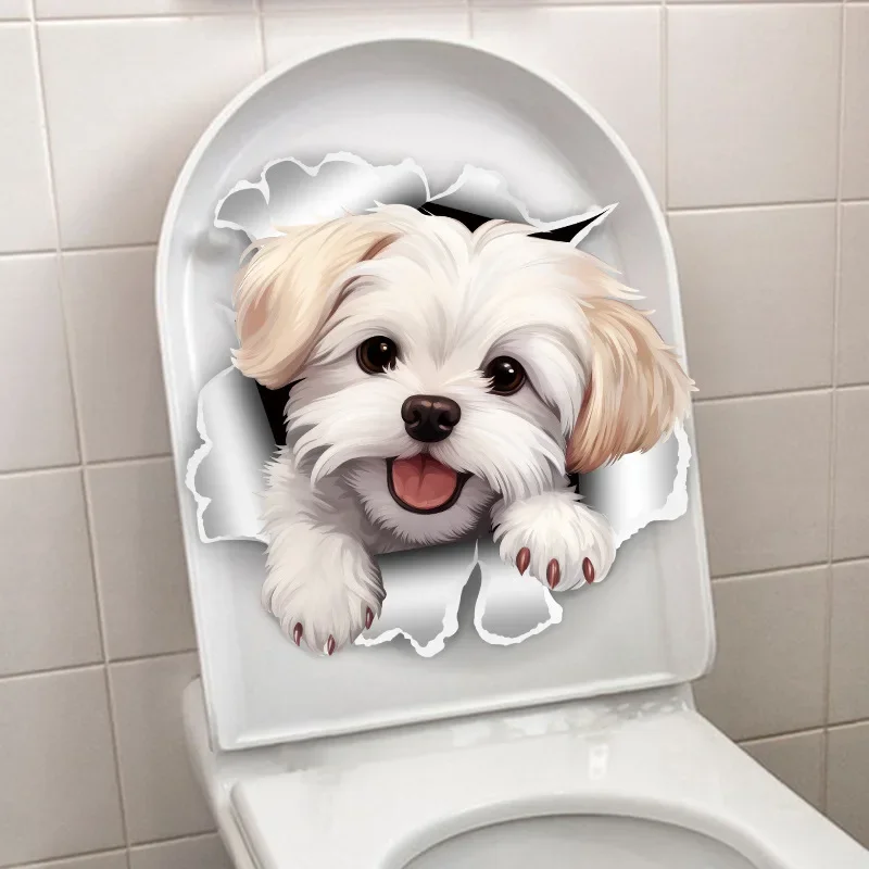 Cute Animals Toilet Stickers for Bathroom Door Wall Decoration Sticker Waterproof Self-adhesive Decals