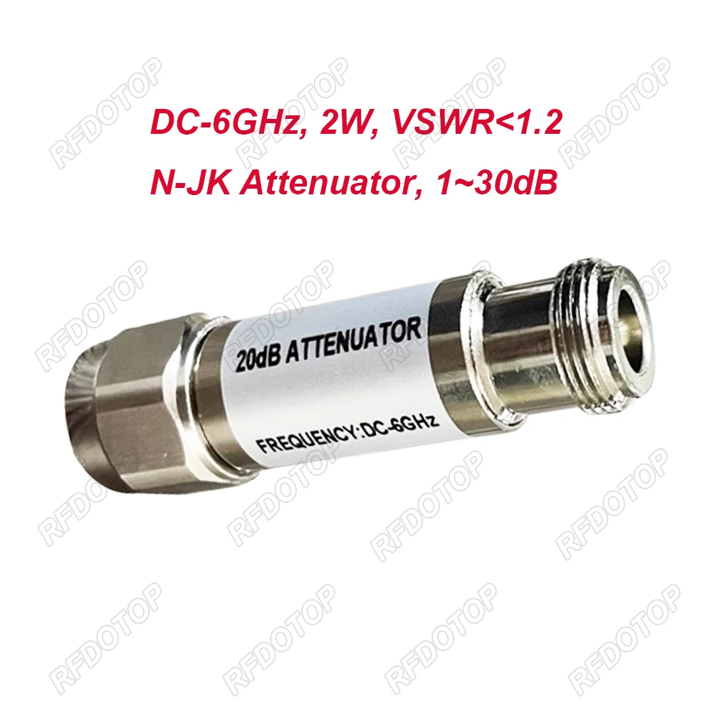 Conector do Atenuador tipo n Dc6ghz 2w 10 15 20 30db Macho ao Conector Fêmea de n Atenuador Coaxial rf Vswr 12 50 Ohms