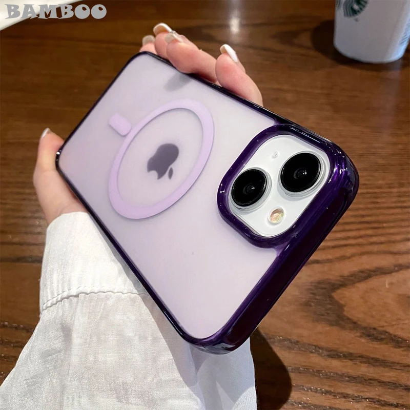 

Fashion Matte Soft TPU Frame Matte Clear PC Anti-drop Phone Case for iPhone 14 Plus 13 12 11 Pro Max Magsafe Magnetic Cover Capa