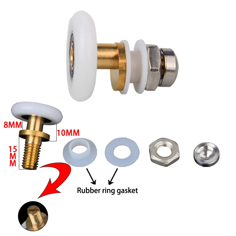 Description Picture 3 of item8Pcs 20/23/25/27mm Shower Glass Sliding Door Hanging Wheel Roller Bathroom Sliding Cabinet Eccentric Pulleys Replace Accessories