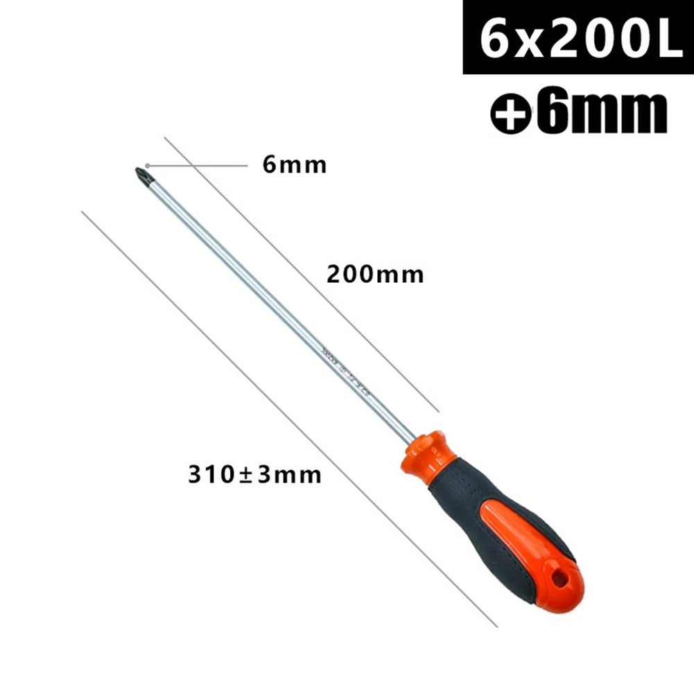 

8Inch Long Slotted Cross Screwdriver Magnetic Screwdriver With Rubber Handle Repair Hand Tools Manual Screw Driver A50