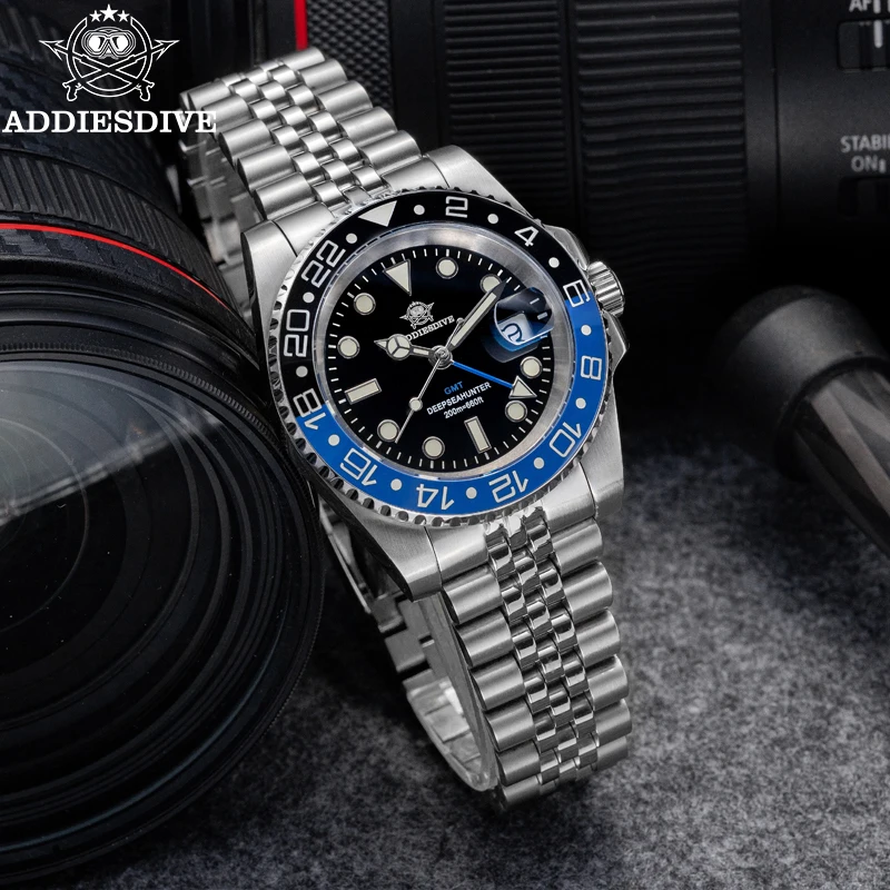 

ADDIESDIVE Men's GMT Watch BGW9 Super Luminous 200M Diving 316L Stainless Steel Ceramic Bezel Swiss Landa 515-24H Quartz Watches