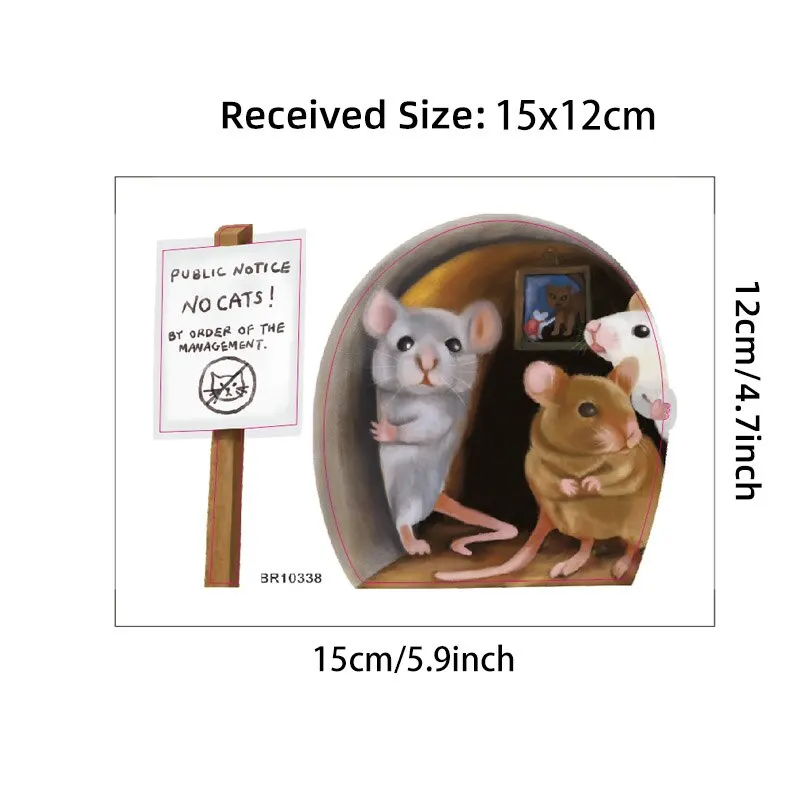 Description Picture 3 of item1PC Realistic Mouse Hole Wall Sticker for Corner Stairs Funny Home Decor Pvc Opaque Wallpaper for Living Room Decoration