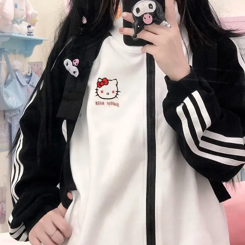 

Sanrio Hellokitty Zipper Jacket Y2K Kawaii Cute Girl Cartoon Kuromi Anime Casual Baseball Uniform Spring Autumn Sweet Tops Gift