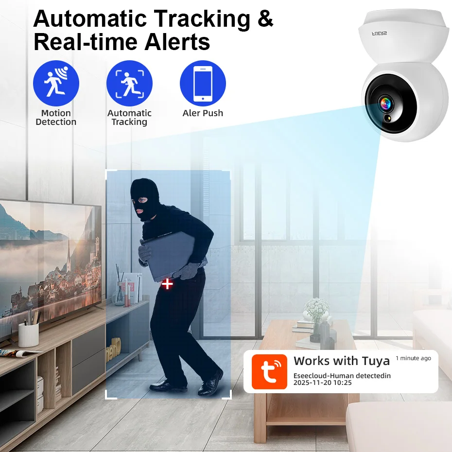 Fuers 8MP 4K Indoor WiFi IP Camera Home Wireless Surveillance Cam Night Visual CCTV Security Baby Monitor Works with Tuya Smart 6