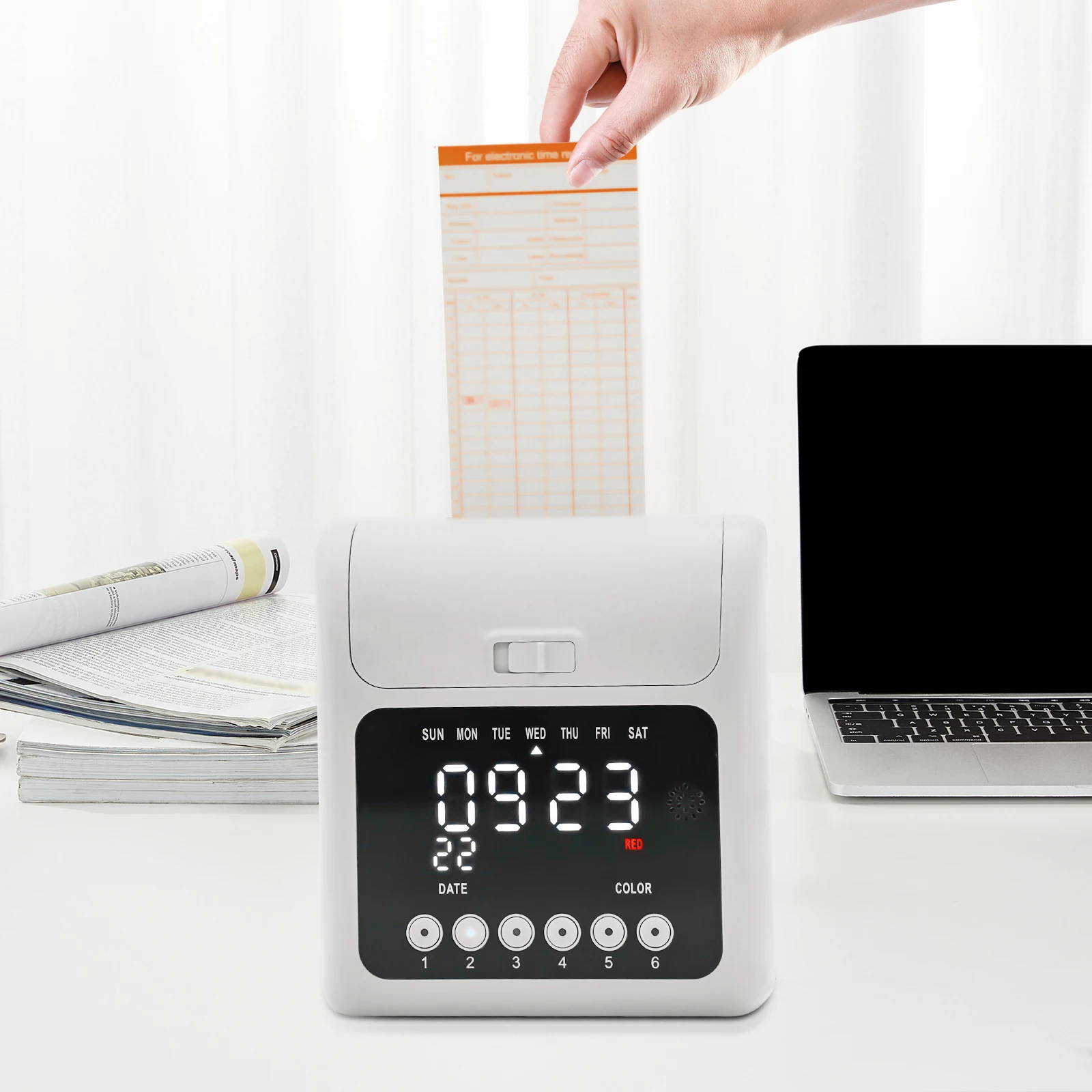 Employee Time Clock Calculating Time Clock Bundle Password Unlocking without Keys with 50 Cards for Companies