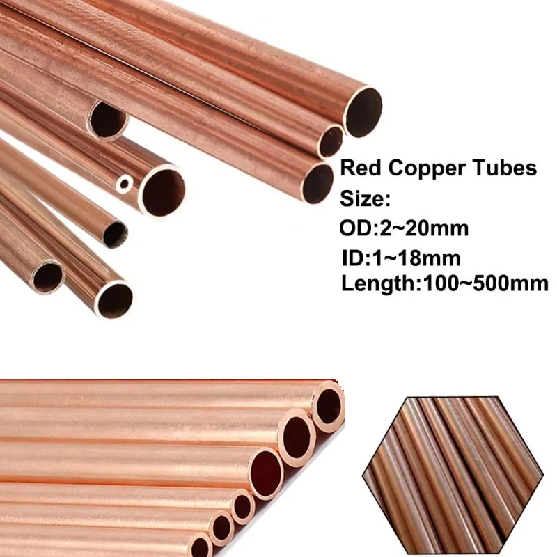 1pcs copper pipe copper straight pipe outer diameter 2~20mm inner diameter 1~18mm metal length100mm~500mm